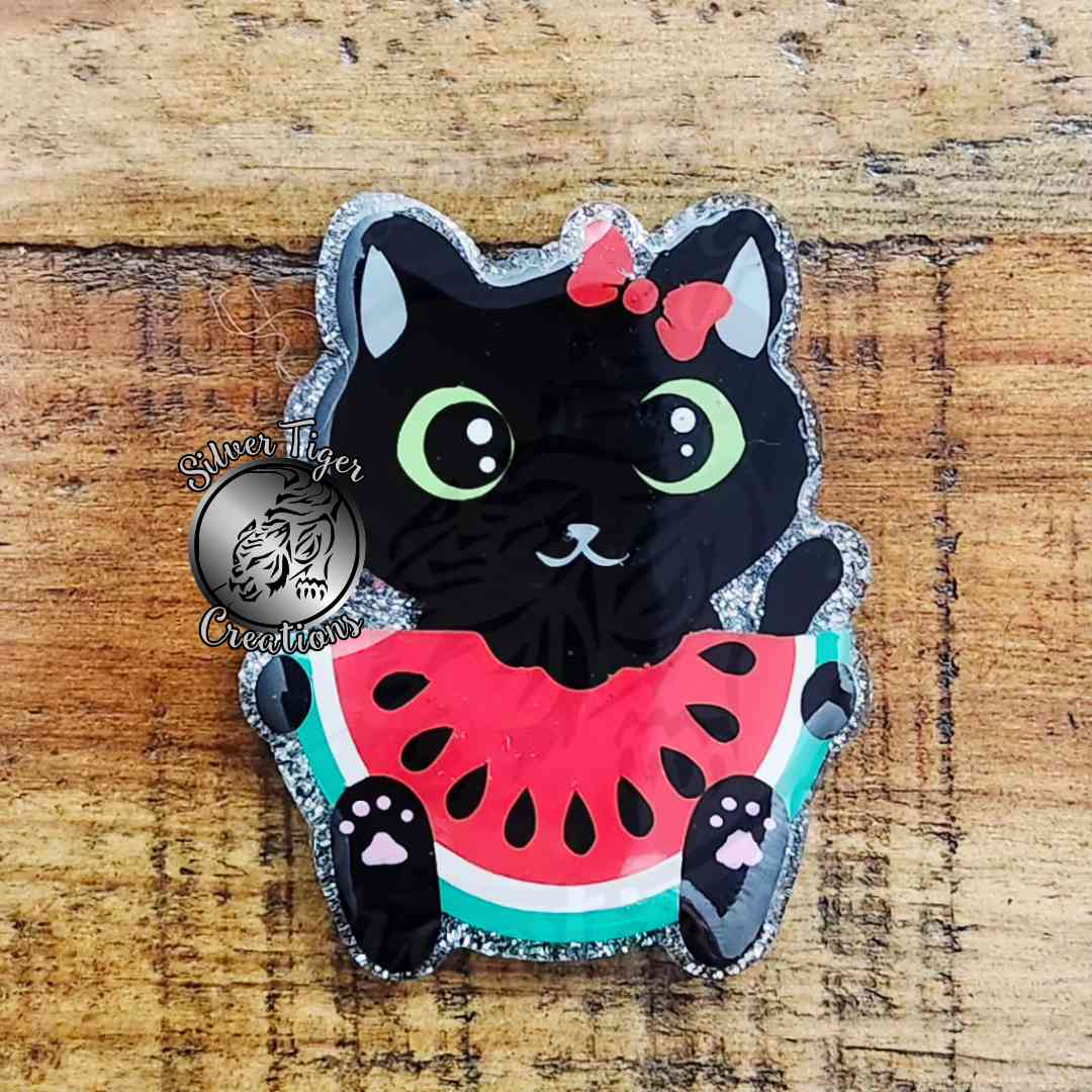 Cat with watermelon