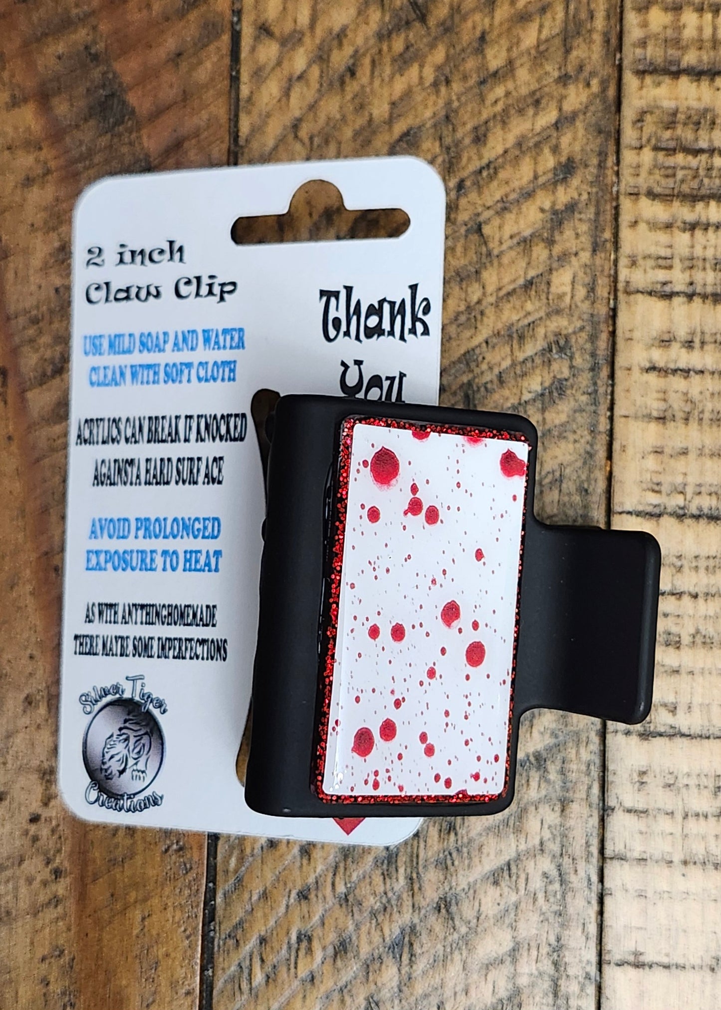 Blood Splatter 2in Hair Clip